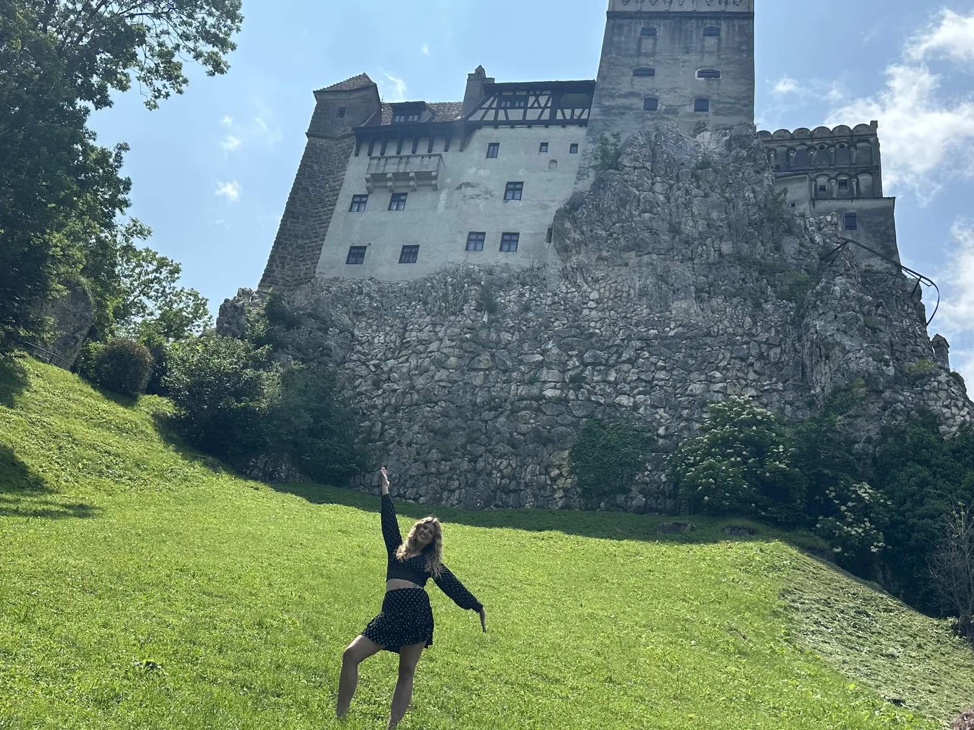 Kat visiting a castle